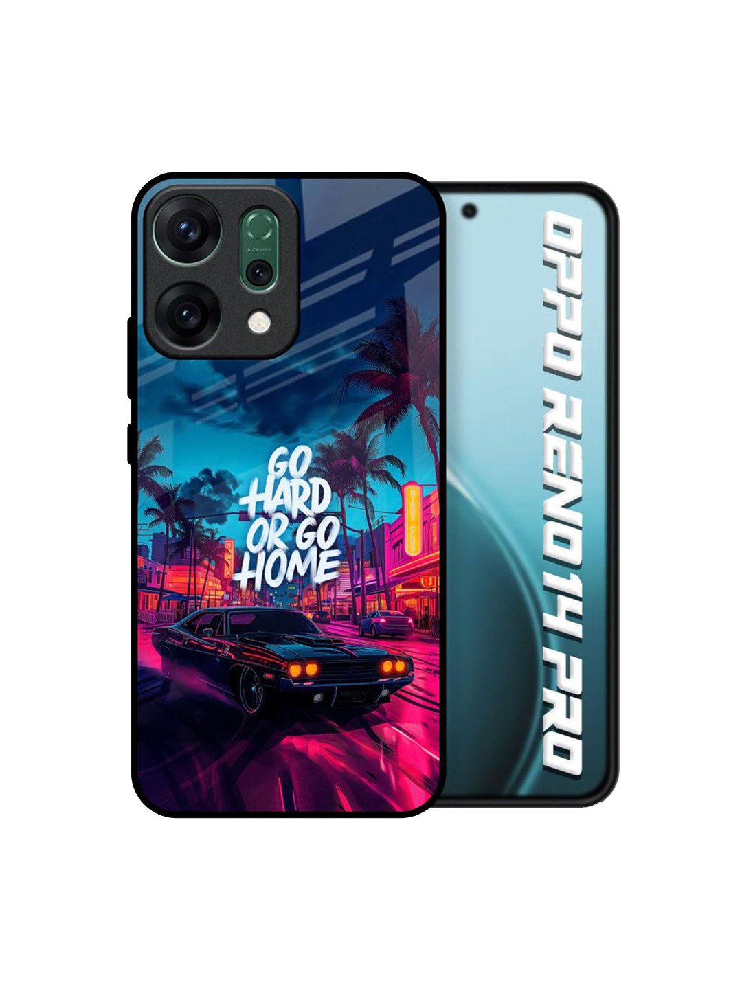 QRIOH Oppo Reno14 Pro 5G Qrioh Hustle Hard Glass Case Back Case Mobile Accessories