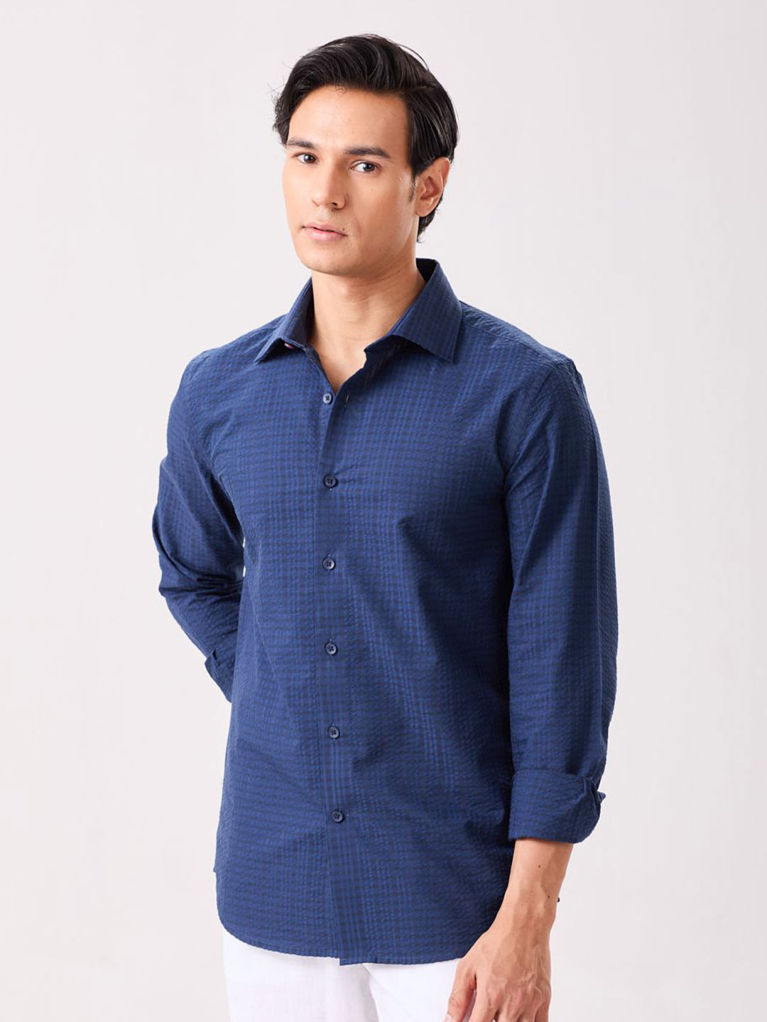MH&Y Men India Slim Fit Solid Spread Collar Cotton Casual Shirt