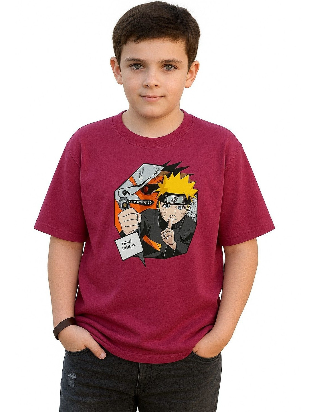 E-MAX Boys Pink Graphic Printed Oversized Casual T-Shirt