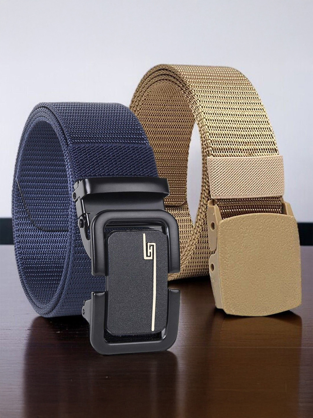 HENEDA Men Pack Of 2 Slider Buckle Belt