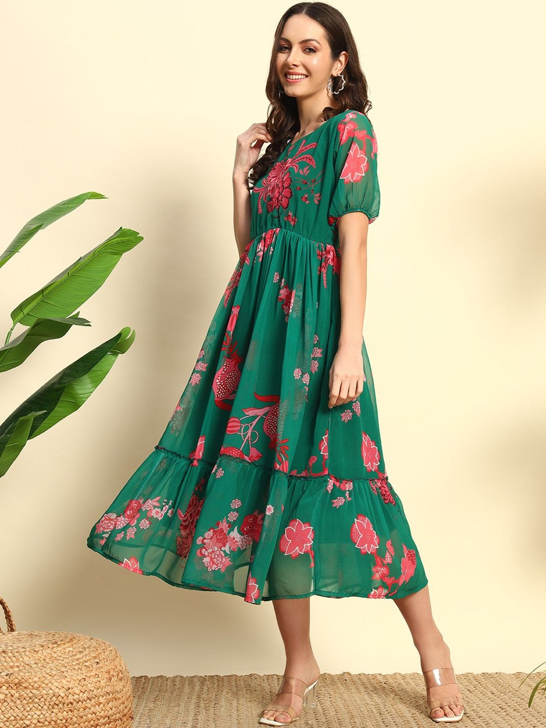 Umoly Self Design Fit and Flare Dress