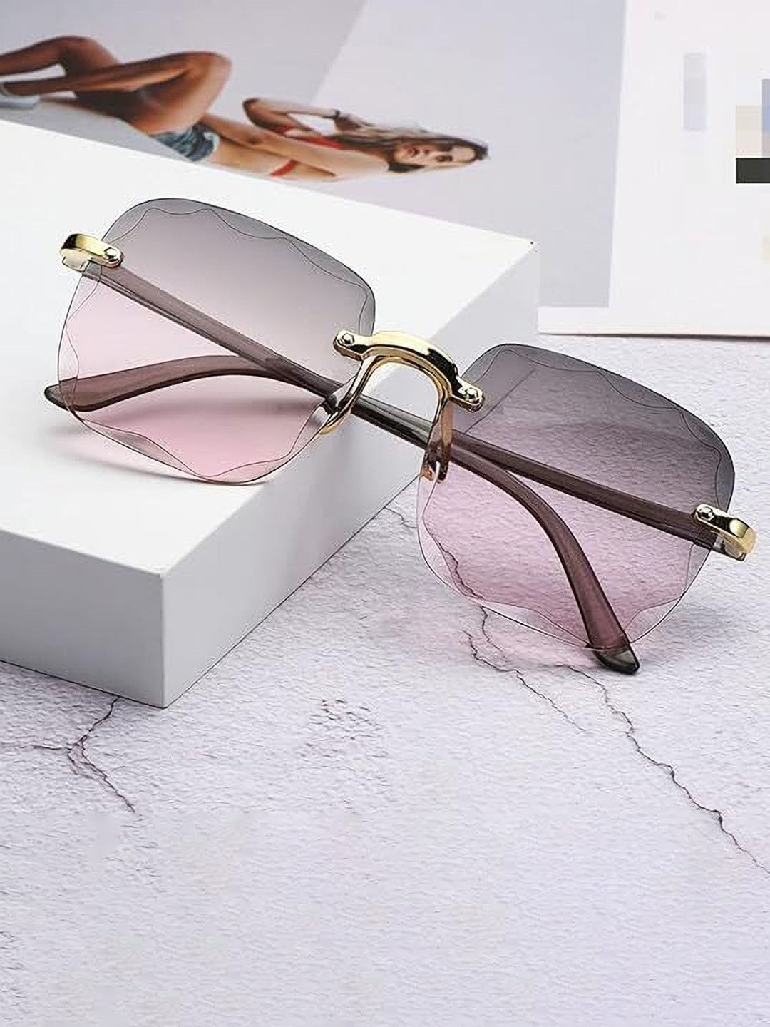 Leeway Women Square Sunglasses with UV Protected Lens LW-1893-