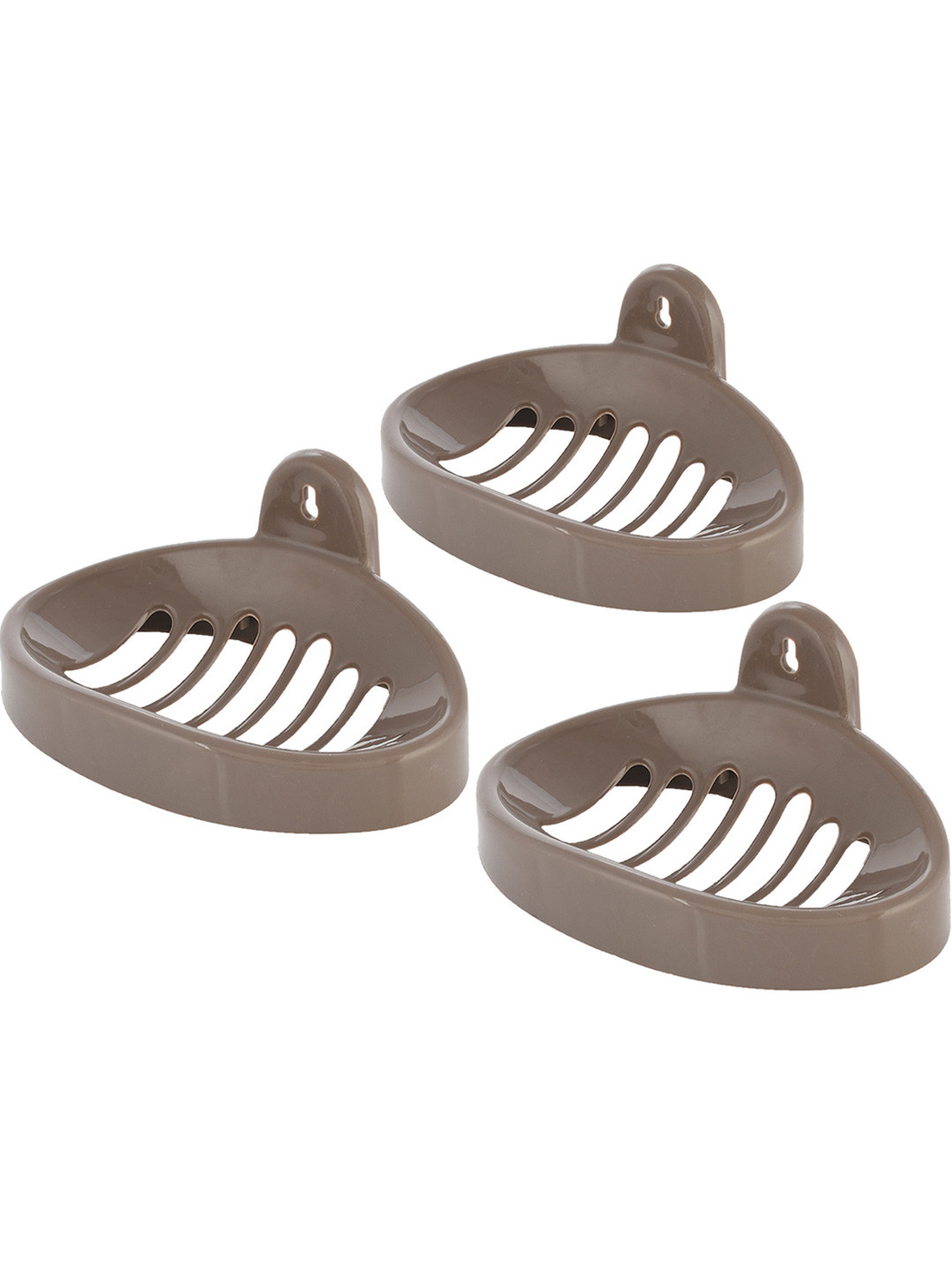 Kuber Industries Brown 3 Pcs Wall Mounted Soap Holder