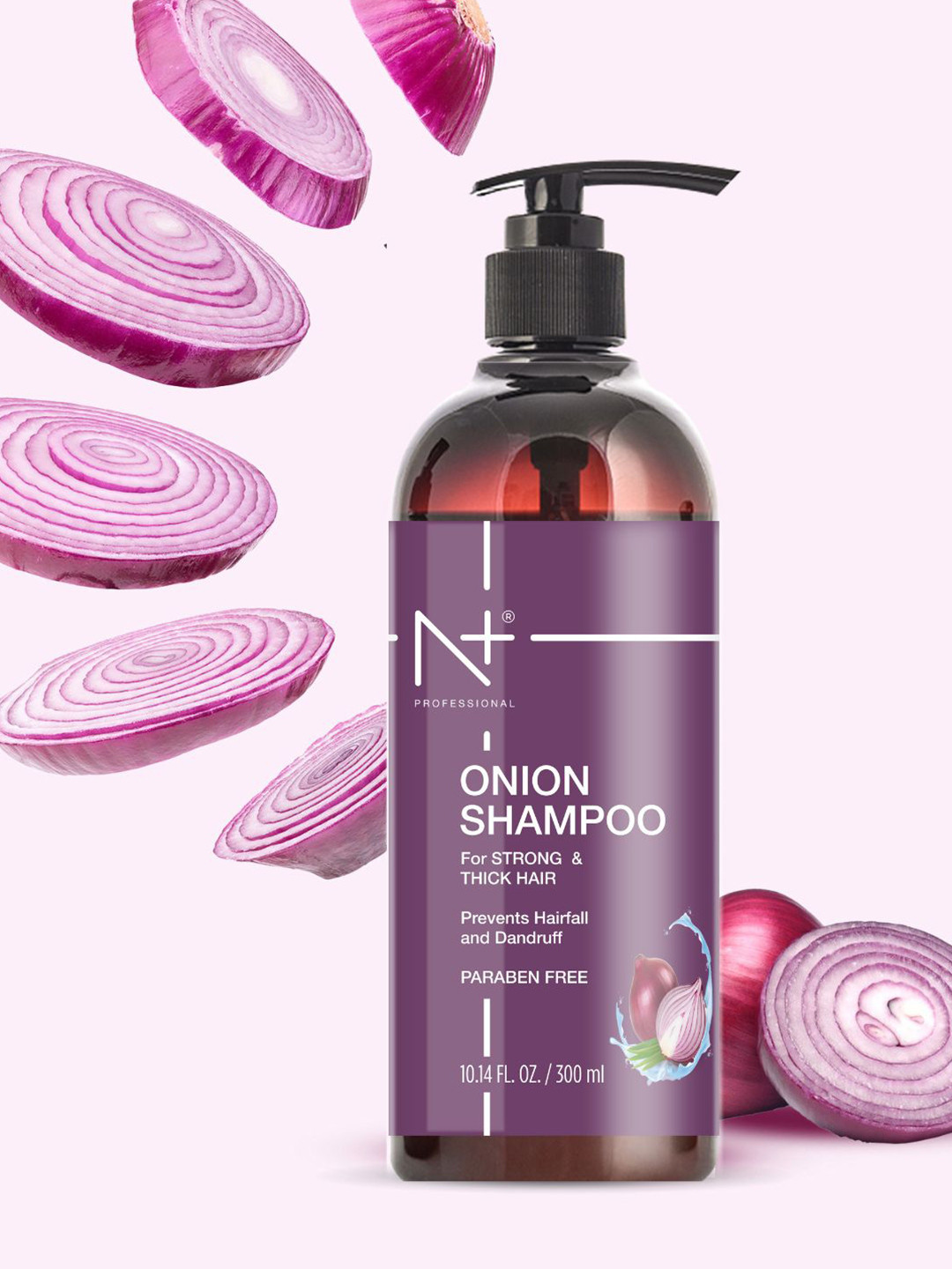 N Plus Professional Onion Shampoo with Tea Tree Oil - Prevents Hairfall & Dandruff - 300ml