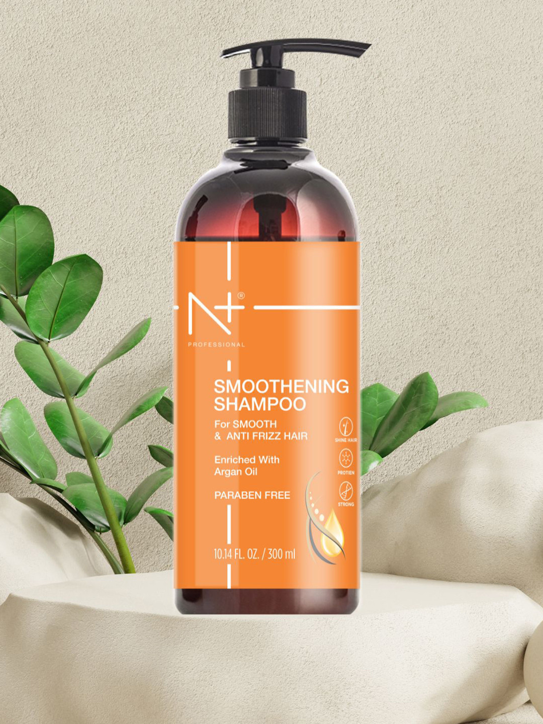 N Plus Professional Smoothening Shampoo with Argan Oil for Smooth Anti-Frizz Hair - 300ml