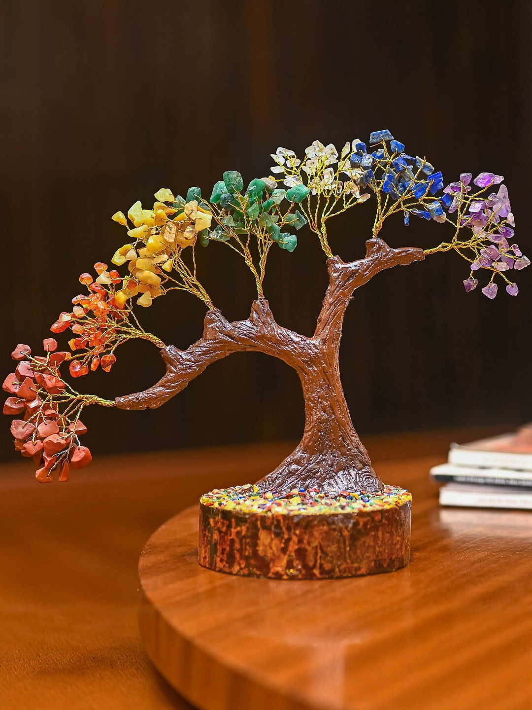 HINDCRAFT Feng Shui Seven Chakra Bonsai Tree Showpiece