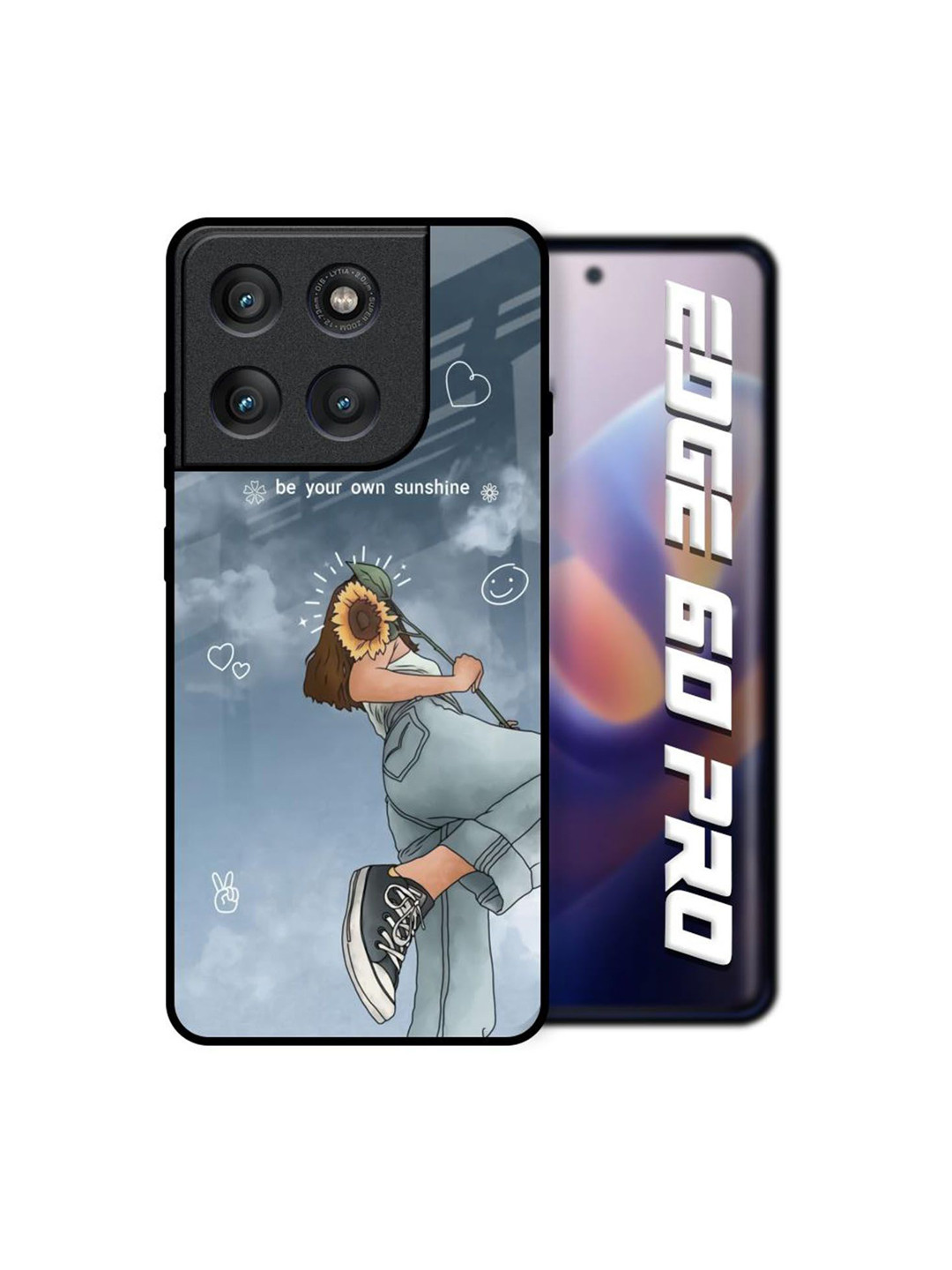 QRIOH Sunflower Spirit Printed Motorola Edge 60 Pro Glass Back Case Mobile Accessories