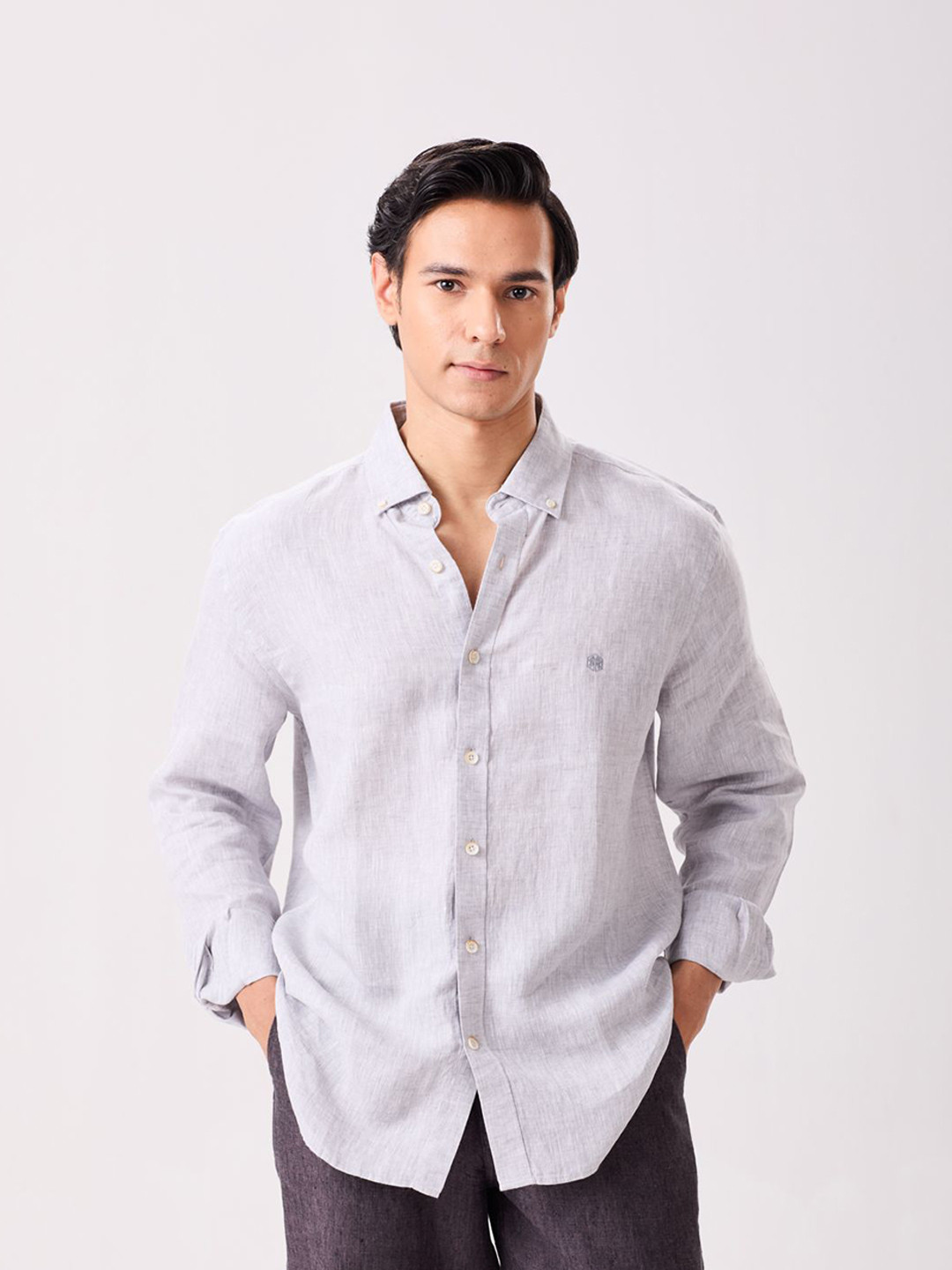 MH&Y Comfort Fit Linen Button-Down Collar Casual Shirt