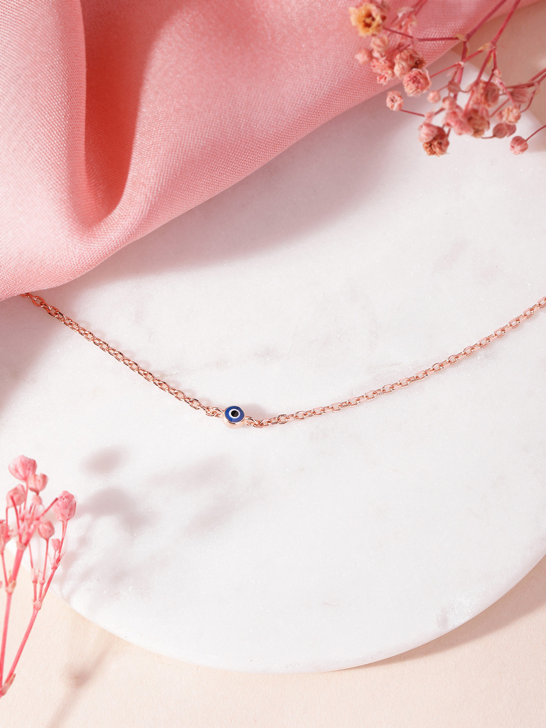 EZURR 925 Silver Tiny Evil Eye Bracelet