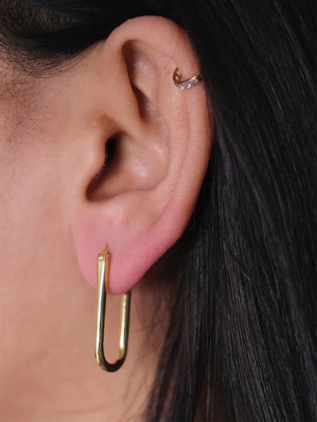 Anushka Jain Jewellery 925 Sterling Silver Long Bar Shaped Hoop Earrings