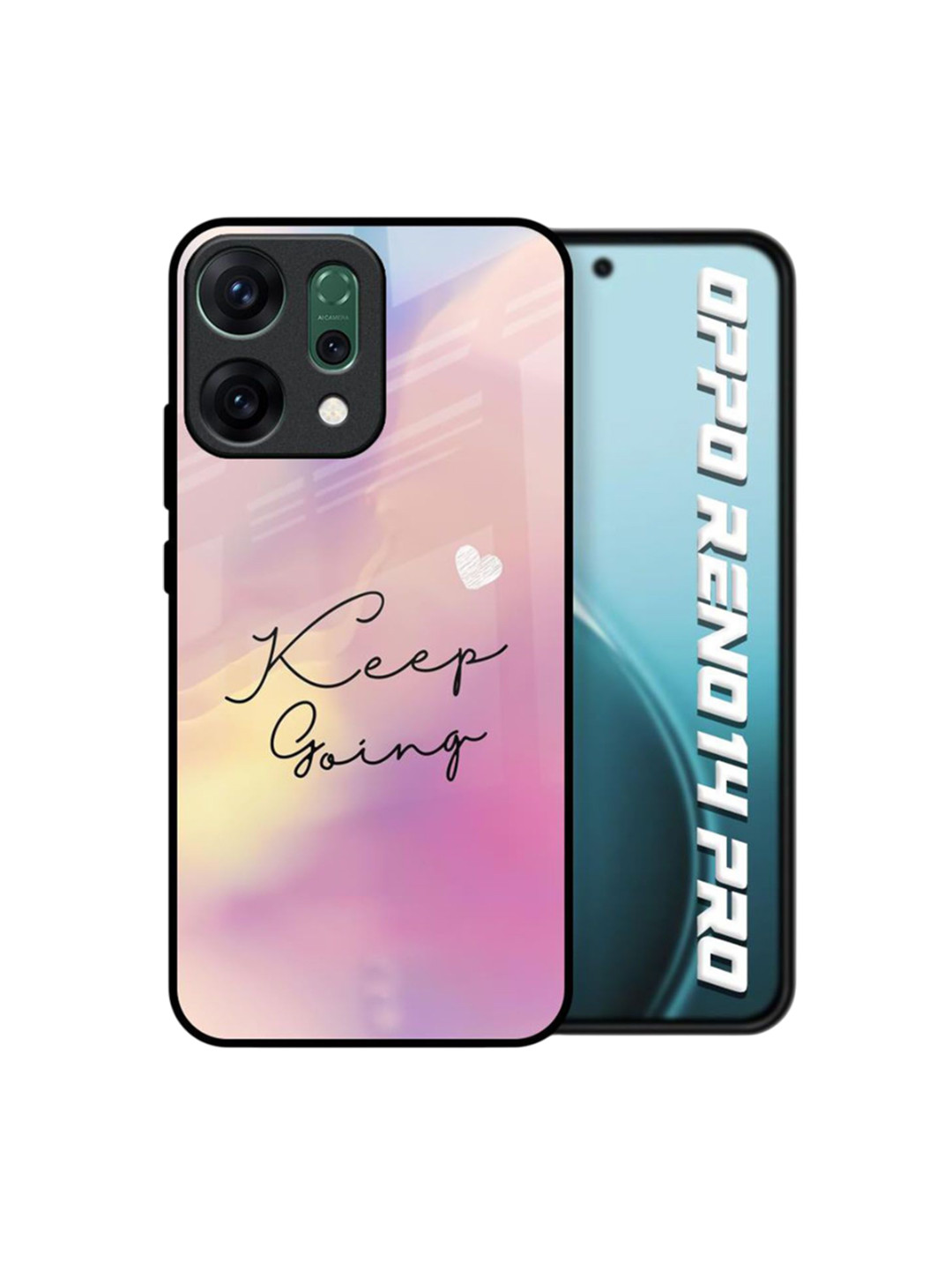QRIOH Keep Going Printed Oppo Reno14 Pro 5G Glass Back Case Mobile Accessories