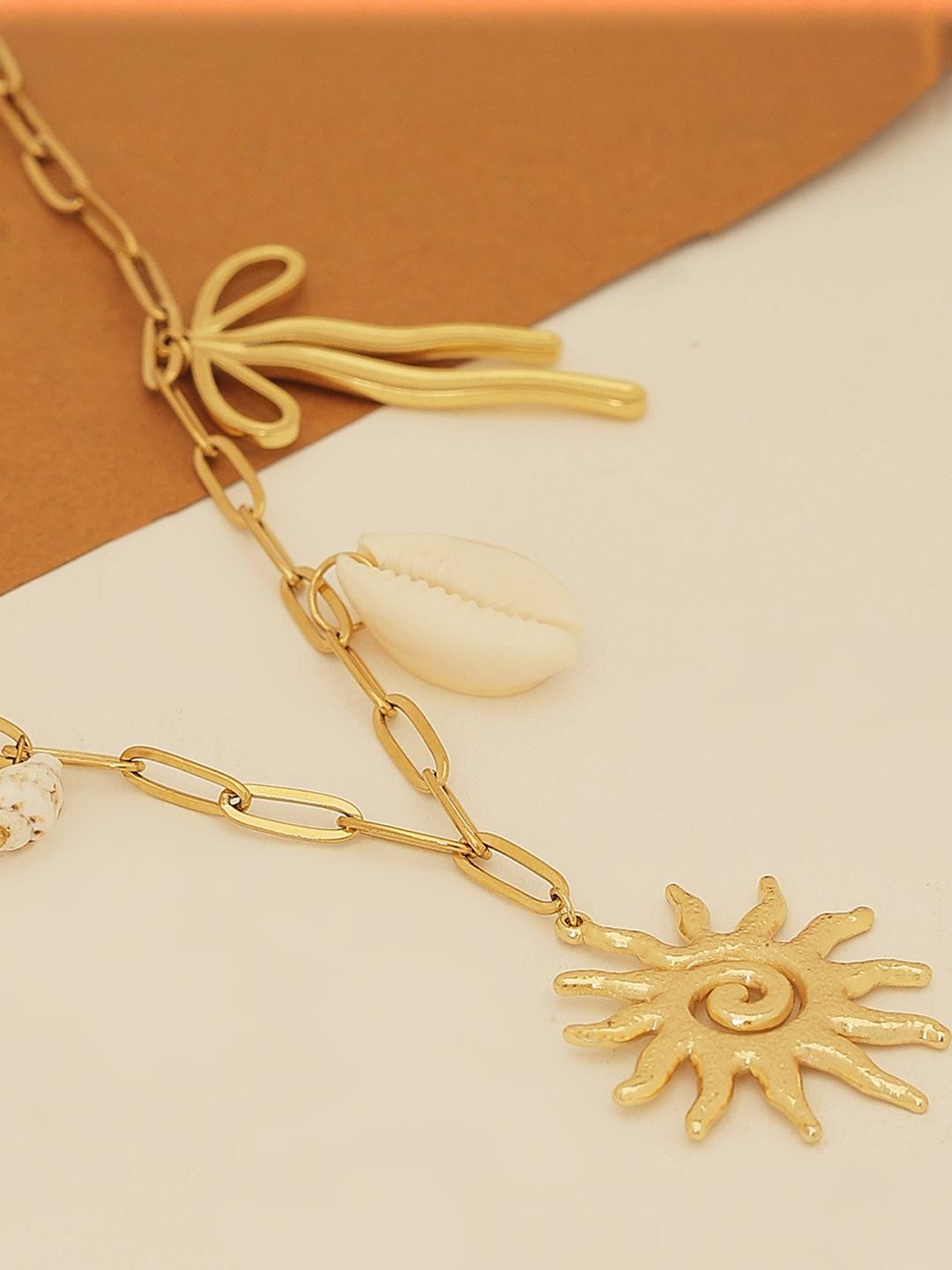 Beenth & Doneth Unisex Gold-Plated Sun Necklace