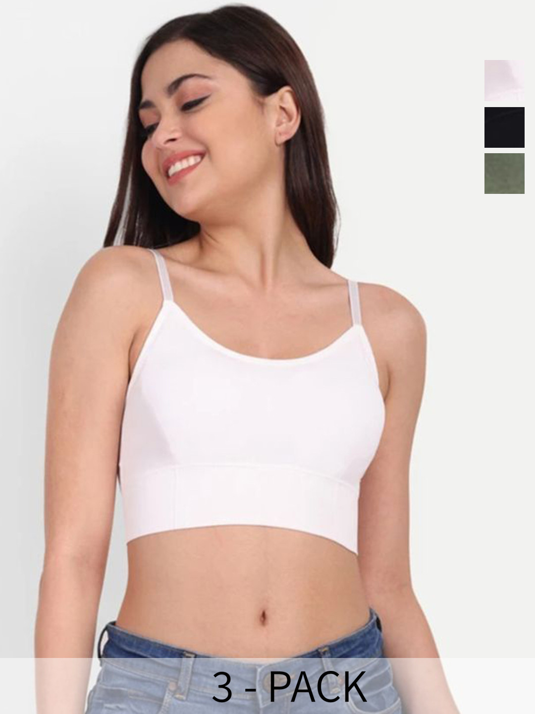 FEIDUSUN Pack Of 3 Full Coverage Removable Padding Non-Wired Workout Bra