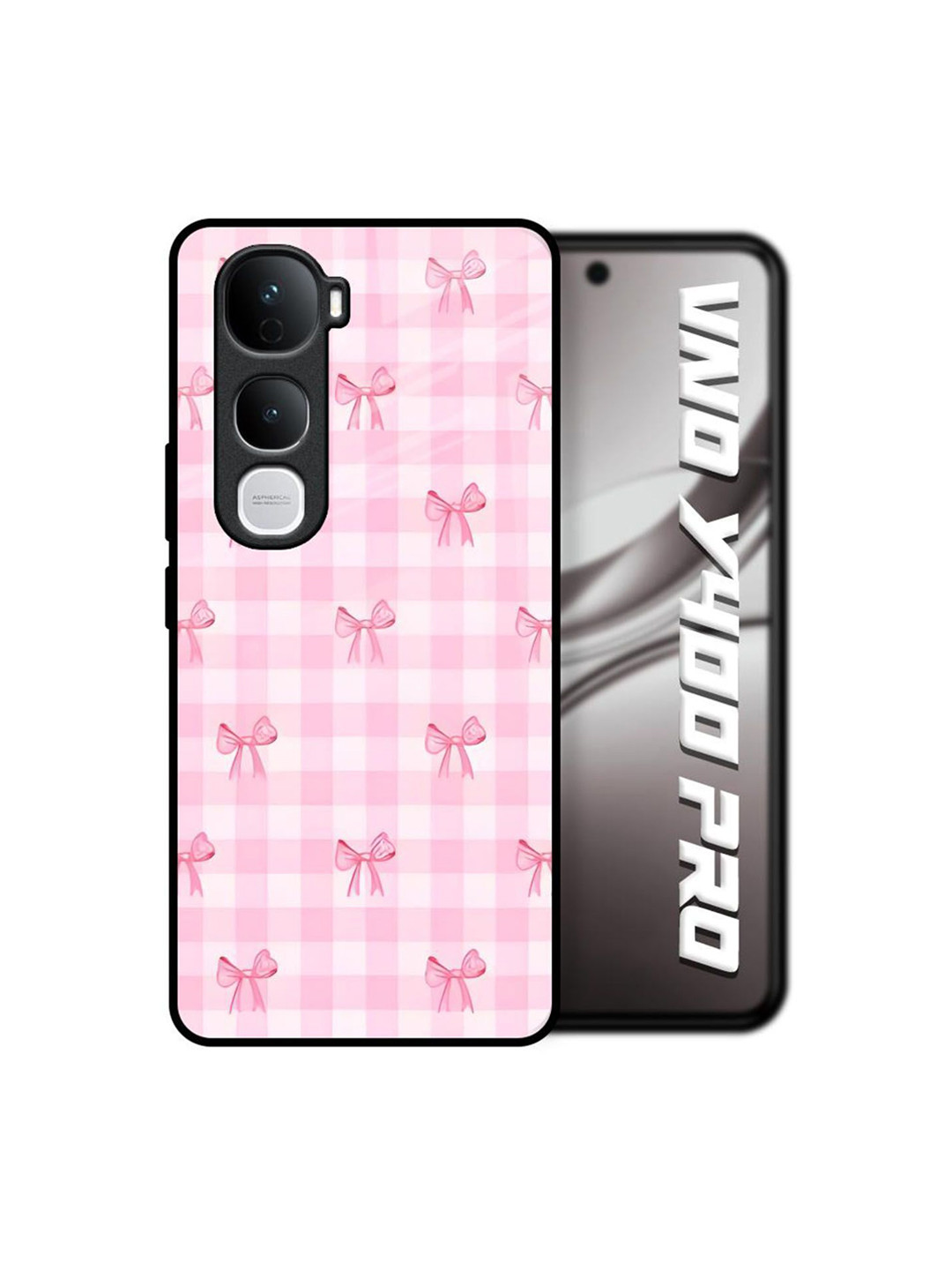 QRIOH Bowtique Pattern Glass Case for Vivo Y400 Pro 5G