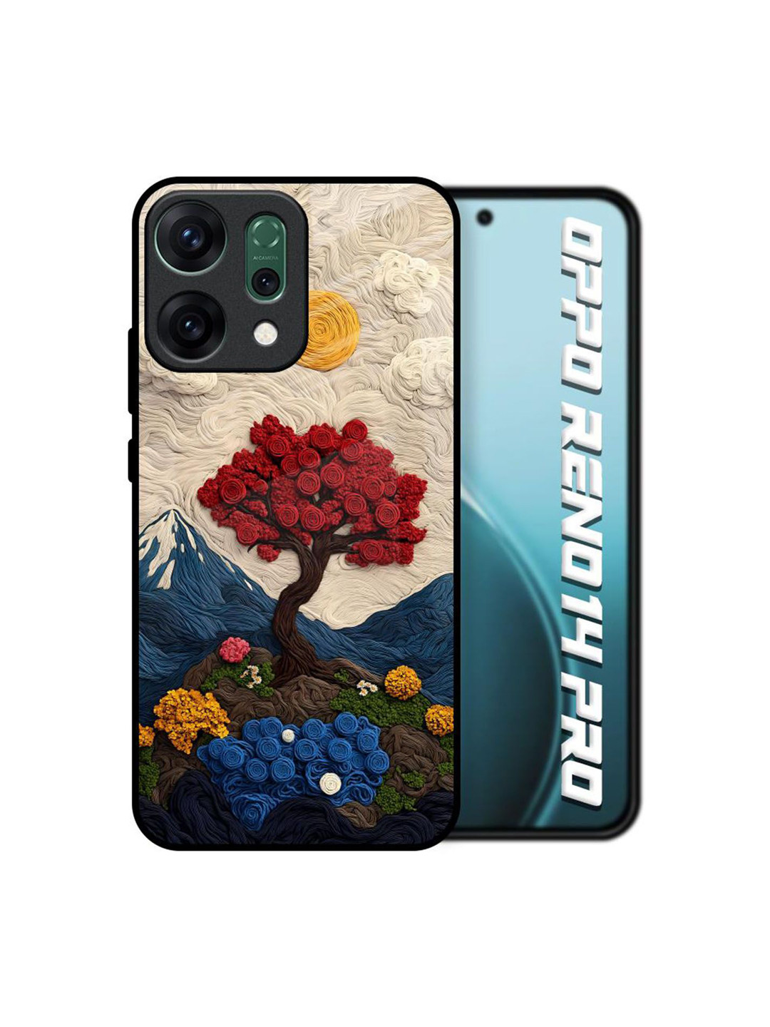 QRIOH Fiber Muse Printed Oppo Reno14 Pro 5G Glass Back Case Mobile Accessories