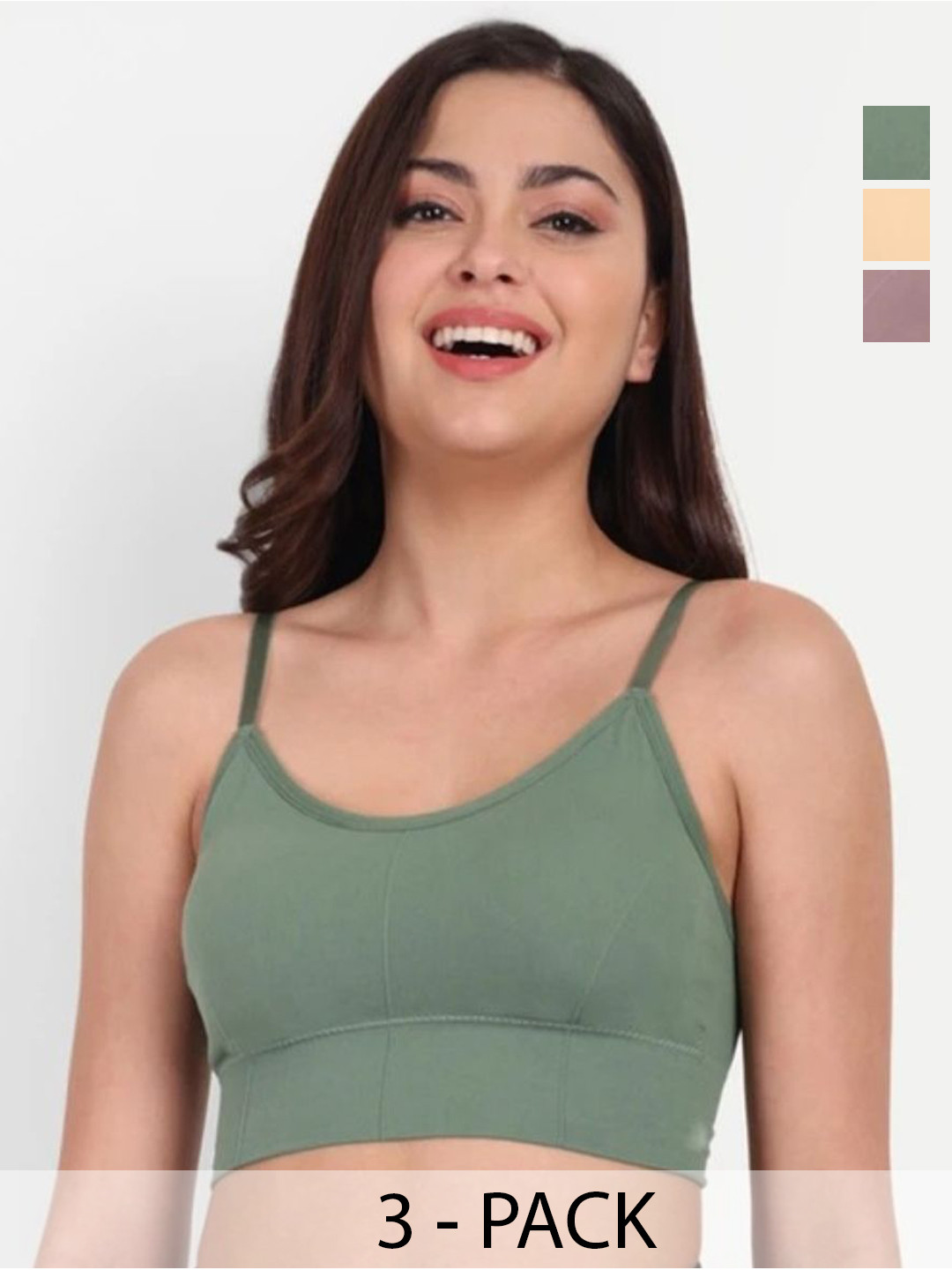 FEISEDY Pack of 3 Full Coverage Removable Padding Sports Bra