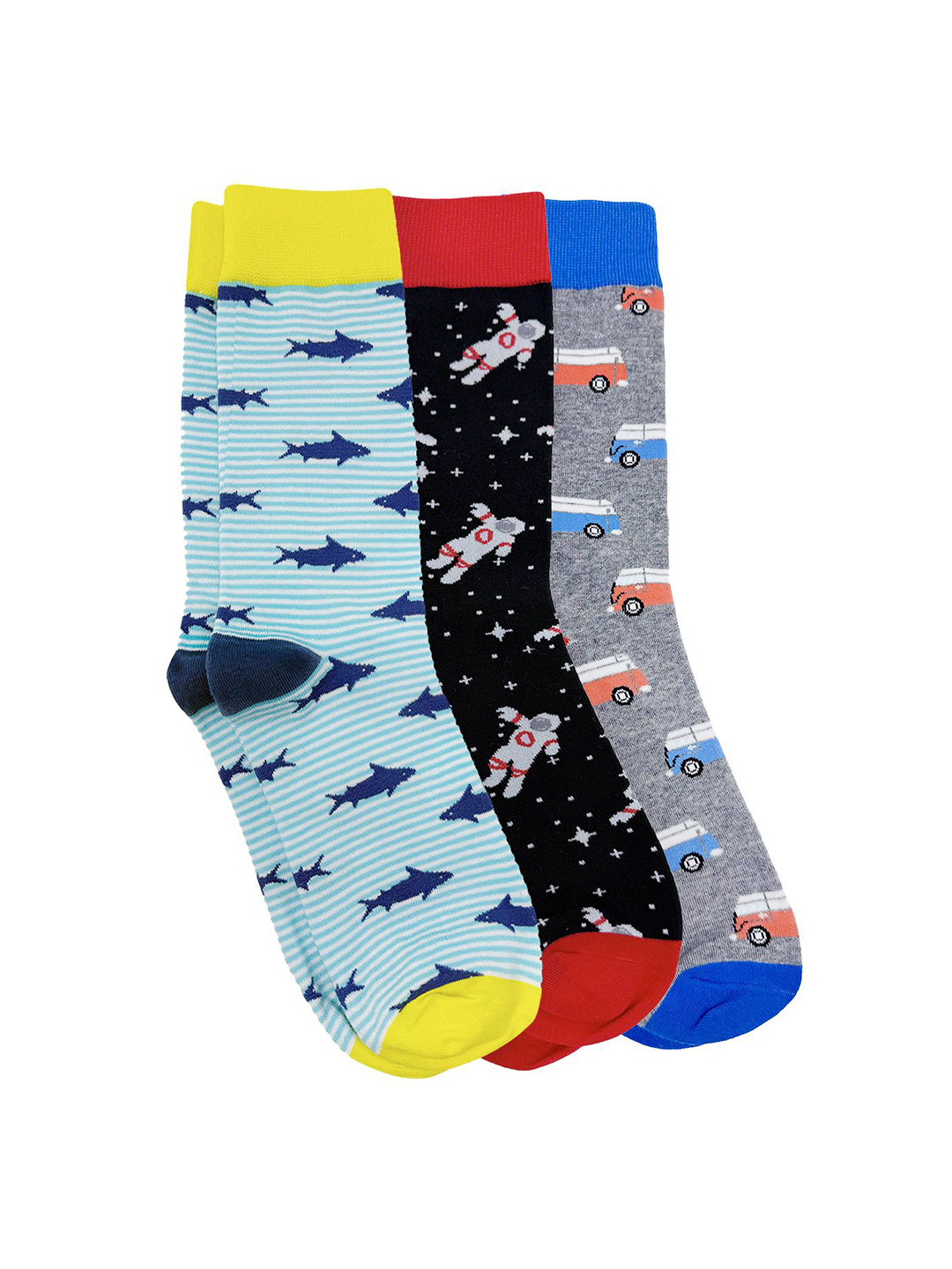 Mint & Oak Men Pack Of 3 Pair Printed Calf-Length Socks