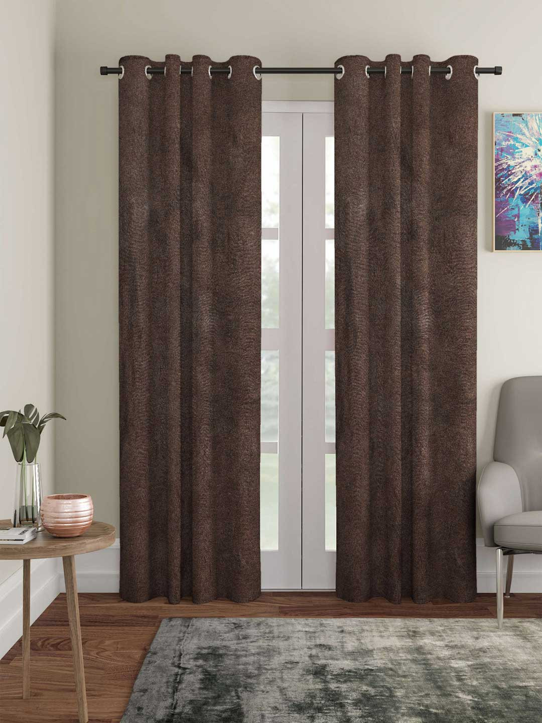 STITCHNEST Set of 1 Copper Solid 7 feet Curtain