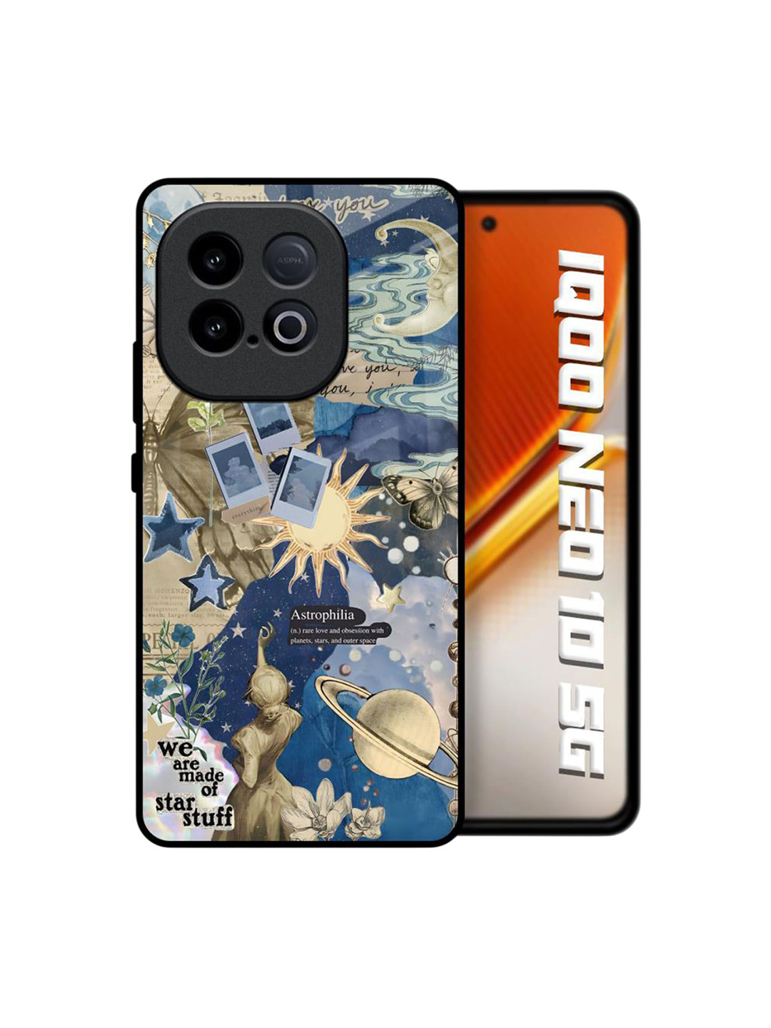 QRIOH  Infinite Stardust Printed iQOO Neo 10 5G Glass Back Case Mobile Accessories