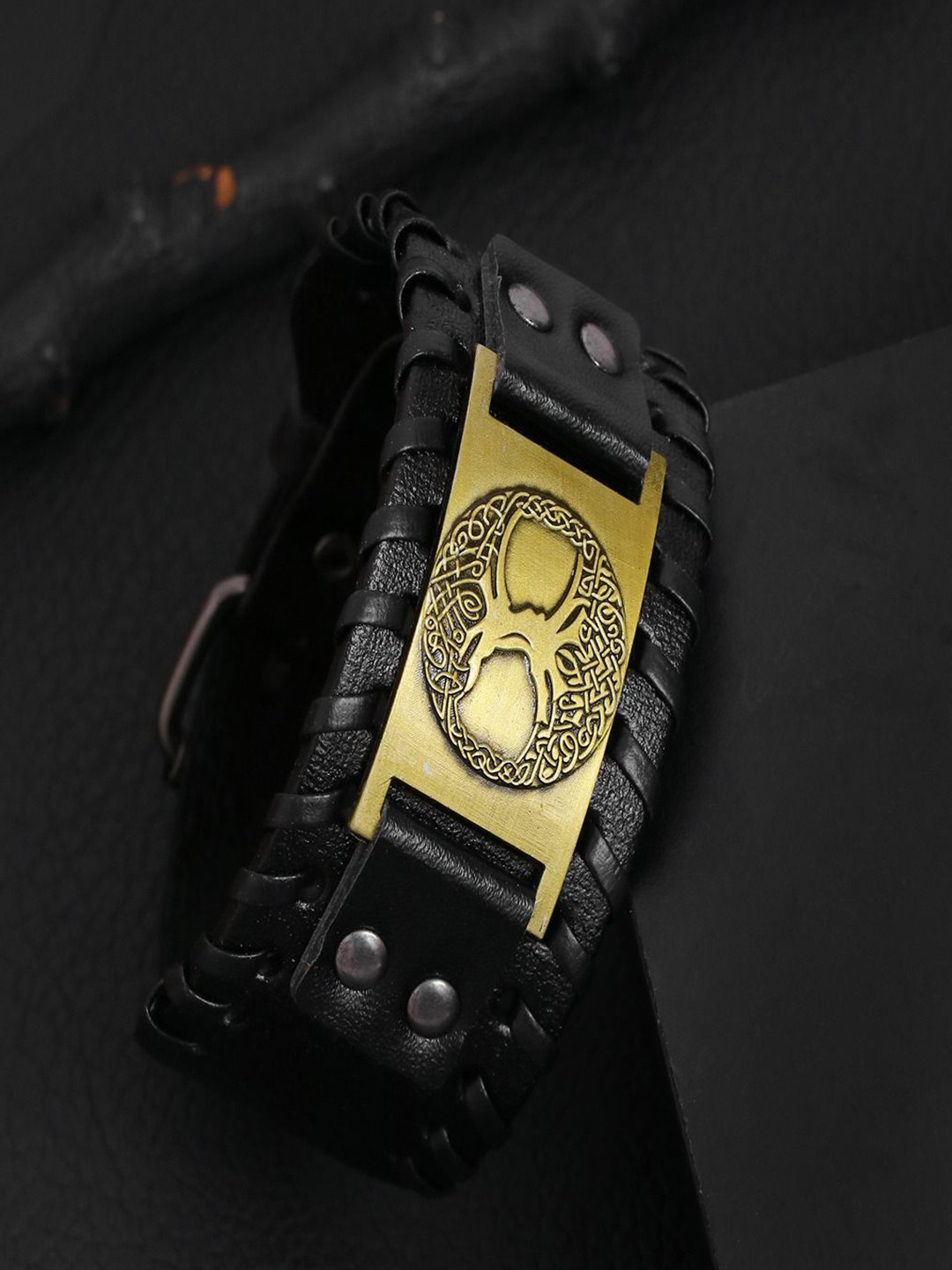 UNIVERSITY TRENDZ Men Biker Leather Wraparound Bracelet