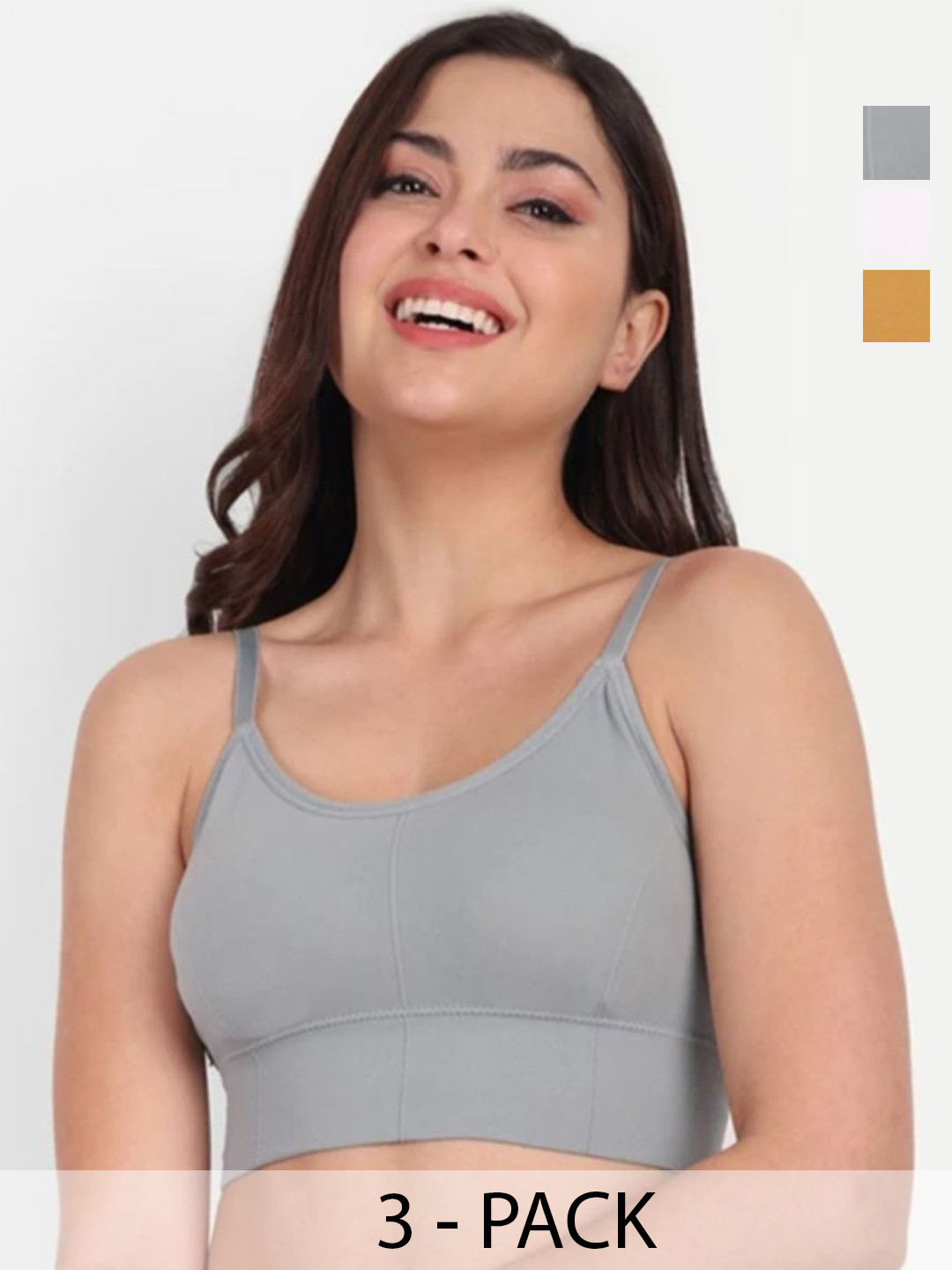 FEISEDY Pack Of 3 Full Coverage Bralette Bra