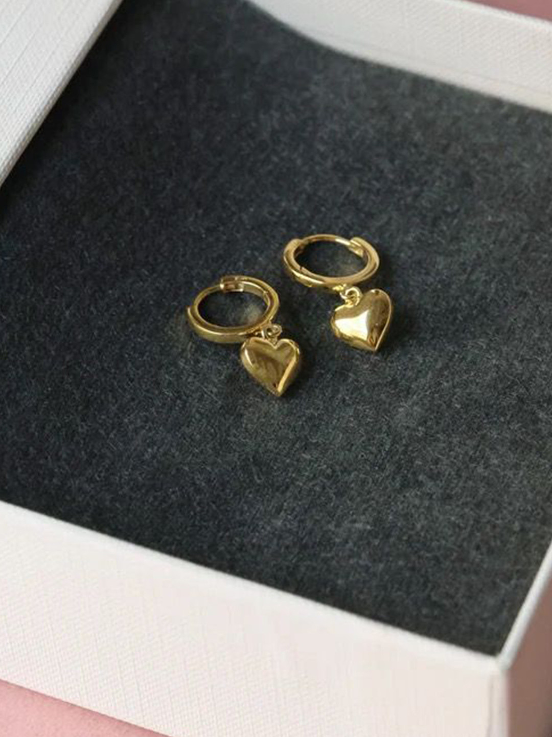 Anushka Jain Jewellery 925 Sterling Silver Heart Shaped Amore Hoop Earrings