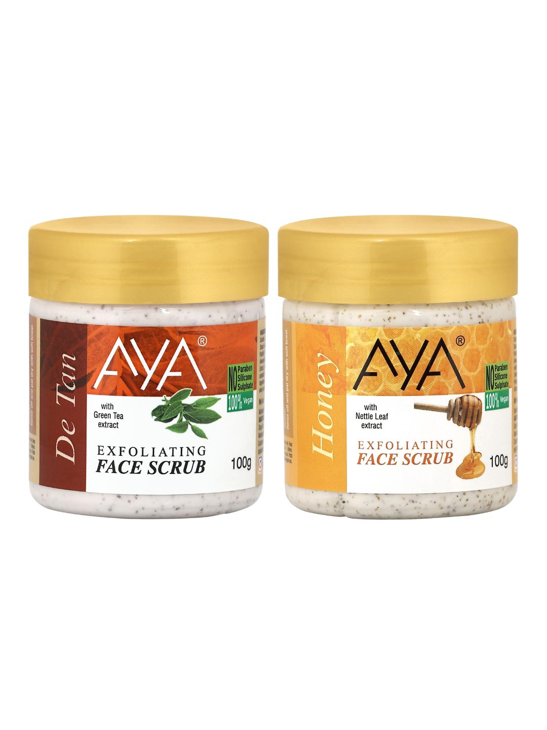 AYA Set of De Tan & Honey Exfoliating Face Scrubs - 100 ml Each