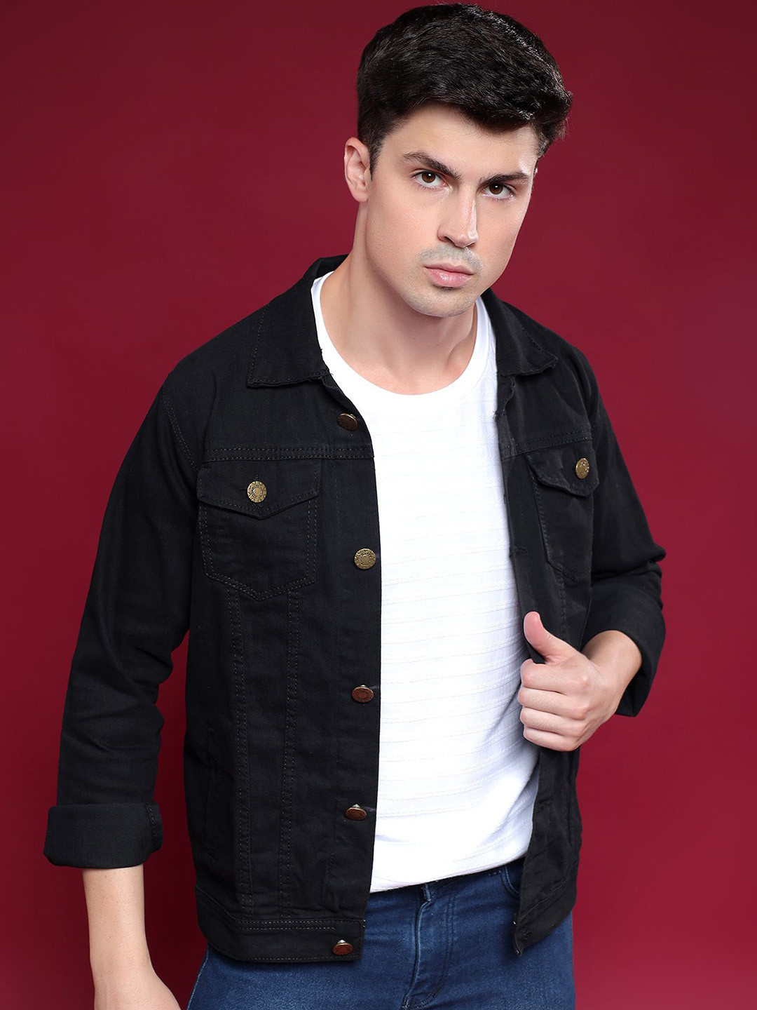MaverIQ Men Solid Denim Jacket
