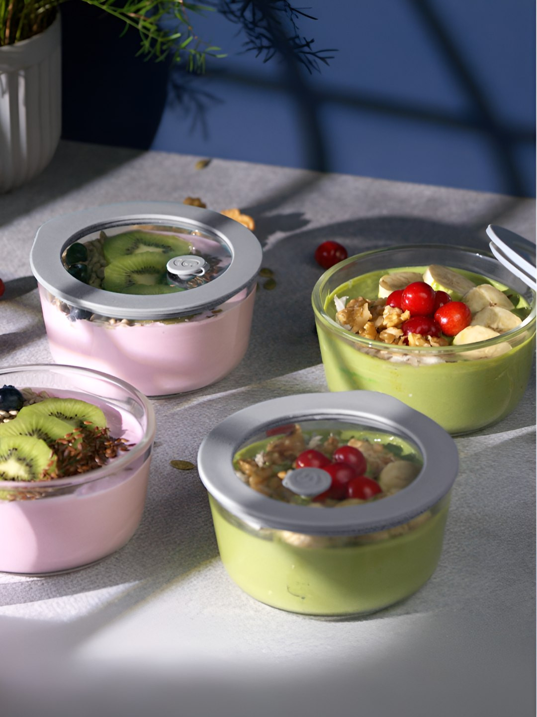 GLASAFE Grey 4 Pieces Borosilicate Glass Transparent Microwave Safe Serving Bowls 500 ml