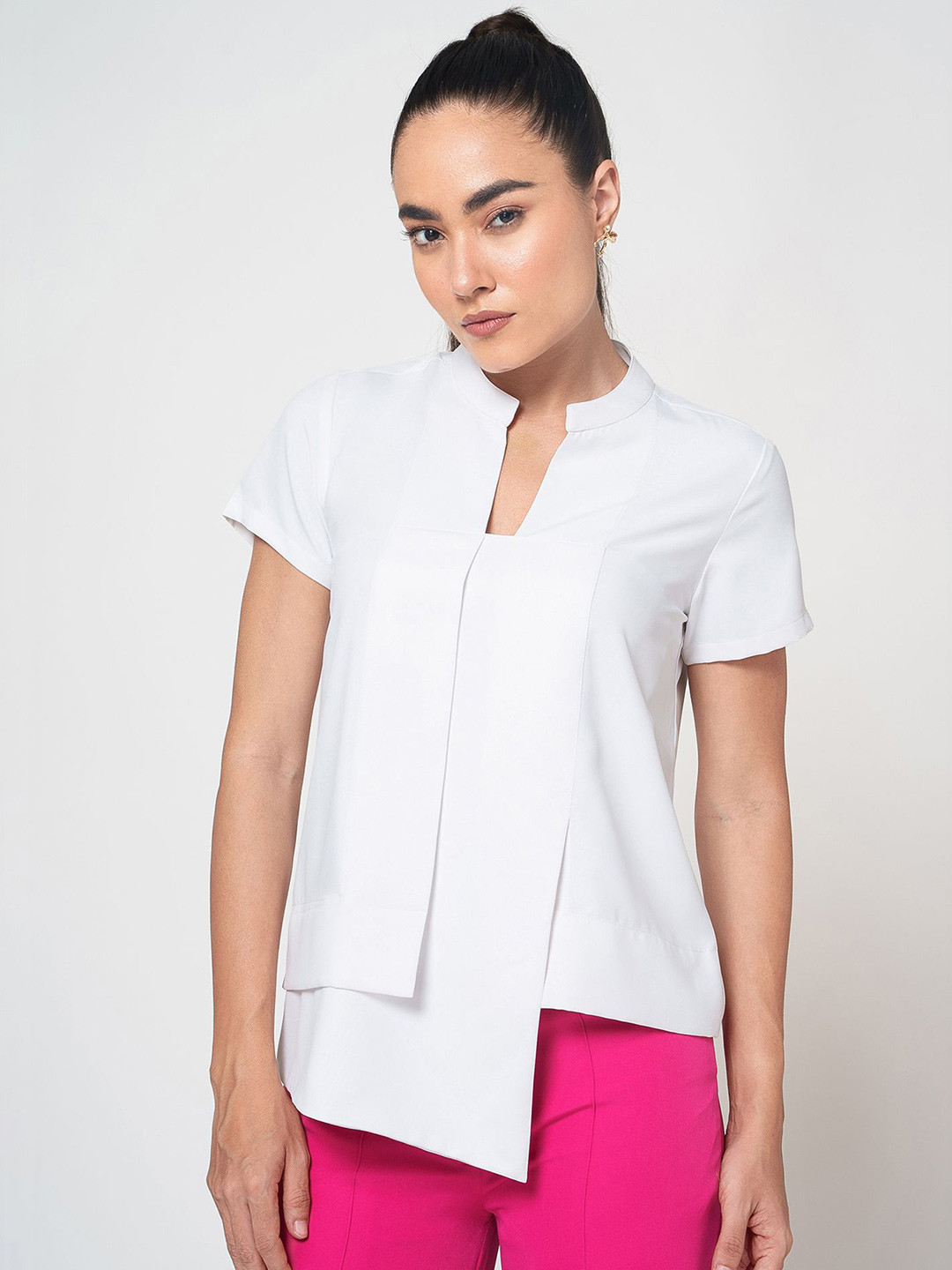 OFFICE & YOU Women Asymmetric Hem Boxy Formal Top