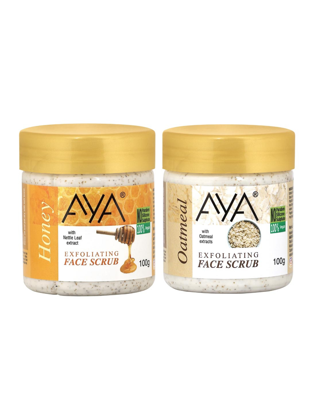 AYA Set of Honey & Oatmeal Exfoliating Face Scrubs - 100 ml Each