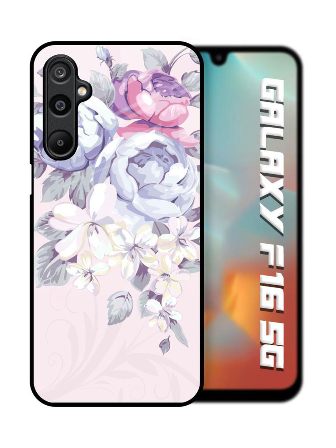 QRIOH Floral Printed Samsung Galaxy F16 5G Glass Back Case Mobile Accessories