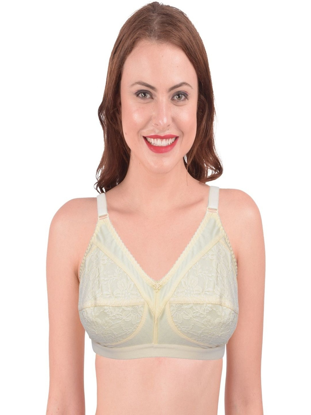 Ninteen-69 Women Cotton Non-Padded Seamed Non-Wired Full Coverage- Beige