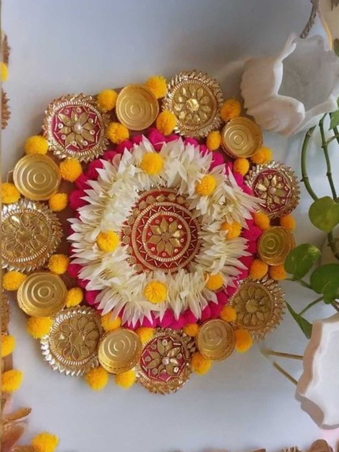 Sellplus Pink & White Floral Candle Holder