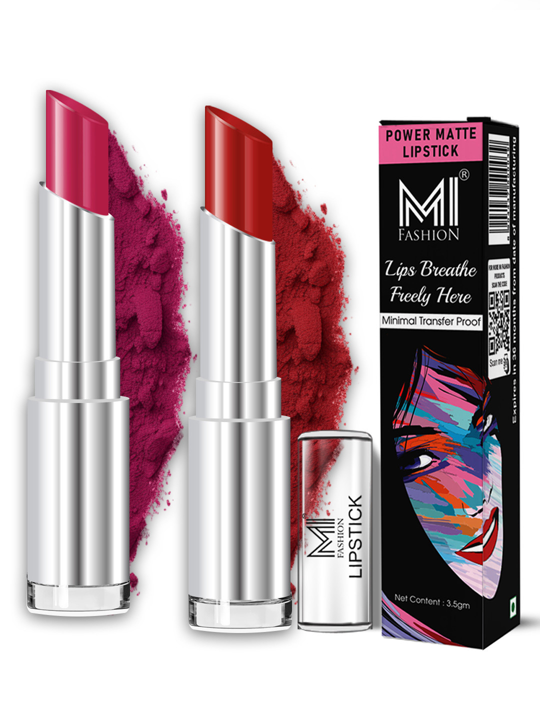 MI FASHION 2Pc All Day Super Matte Lipstick - 3.5 g Each - Deep Magenta & Cherrywood Shade