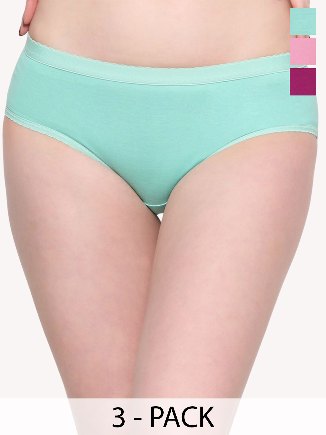 Outflits Women Pack Of 3 Cotton Basic Briefs