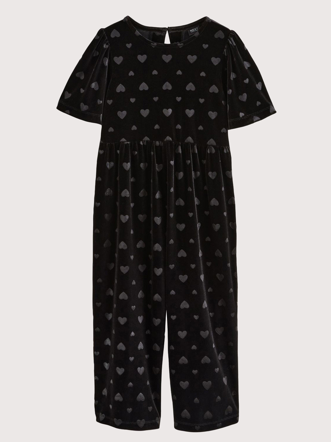 NEXT Girls Heart-Shaped Embossed Velour Basic Jumpsuit