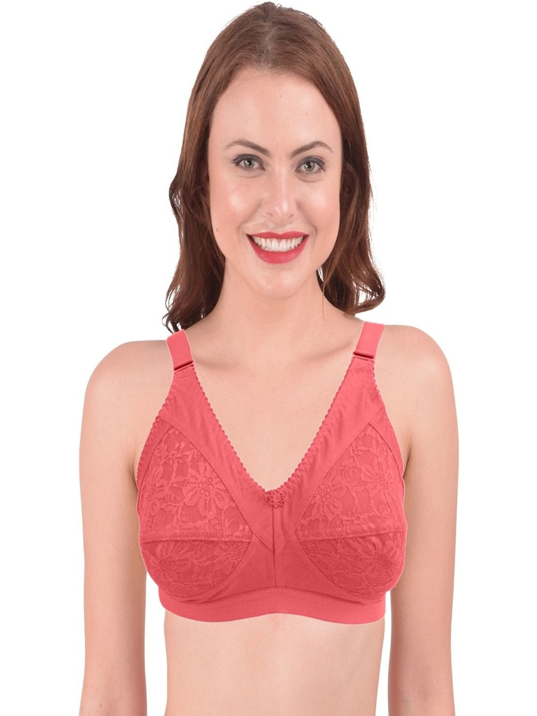 Ninteen-69 Women Red Non Padded Full Coverage Bra