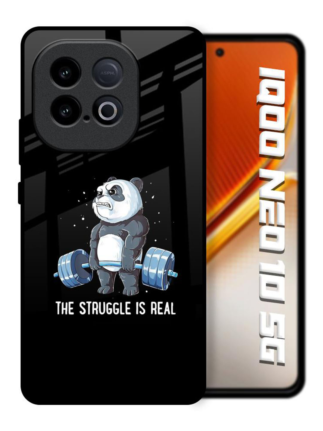 QRIOH Quirky Real Struggle Printed iQOO Neo 10 5G Real Glass Back Case Mobile Accessories