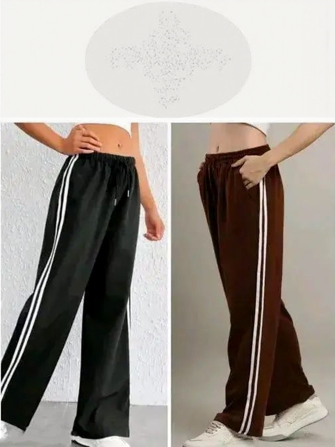 KIBA Women Pack of 2 Black & Coffee Blended Solid Track Pants