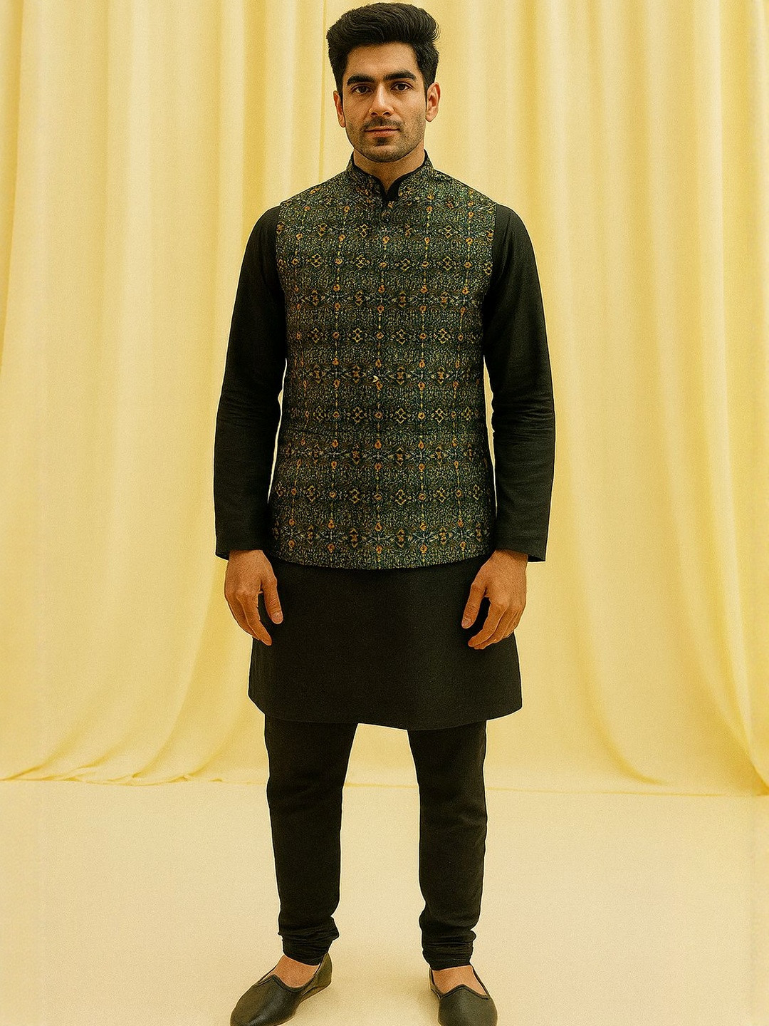 SHAHI ACHKAN Men Printed Nehru Jacket Waistcoat