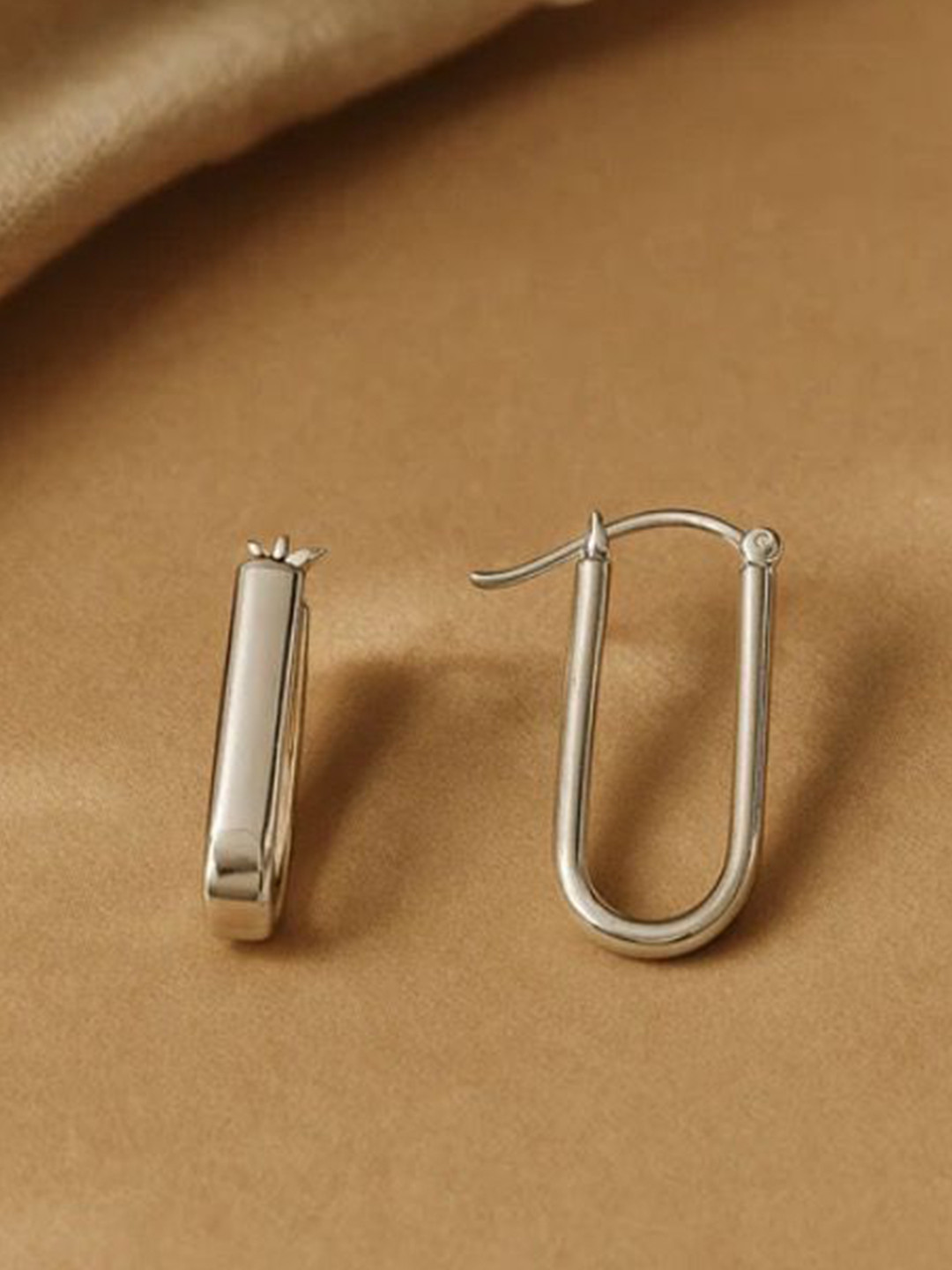 Anushka Jain Jewellery Sterling Silver Classic Long Bar Hoop Earrings