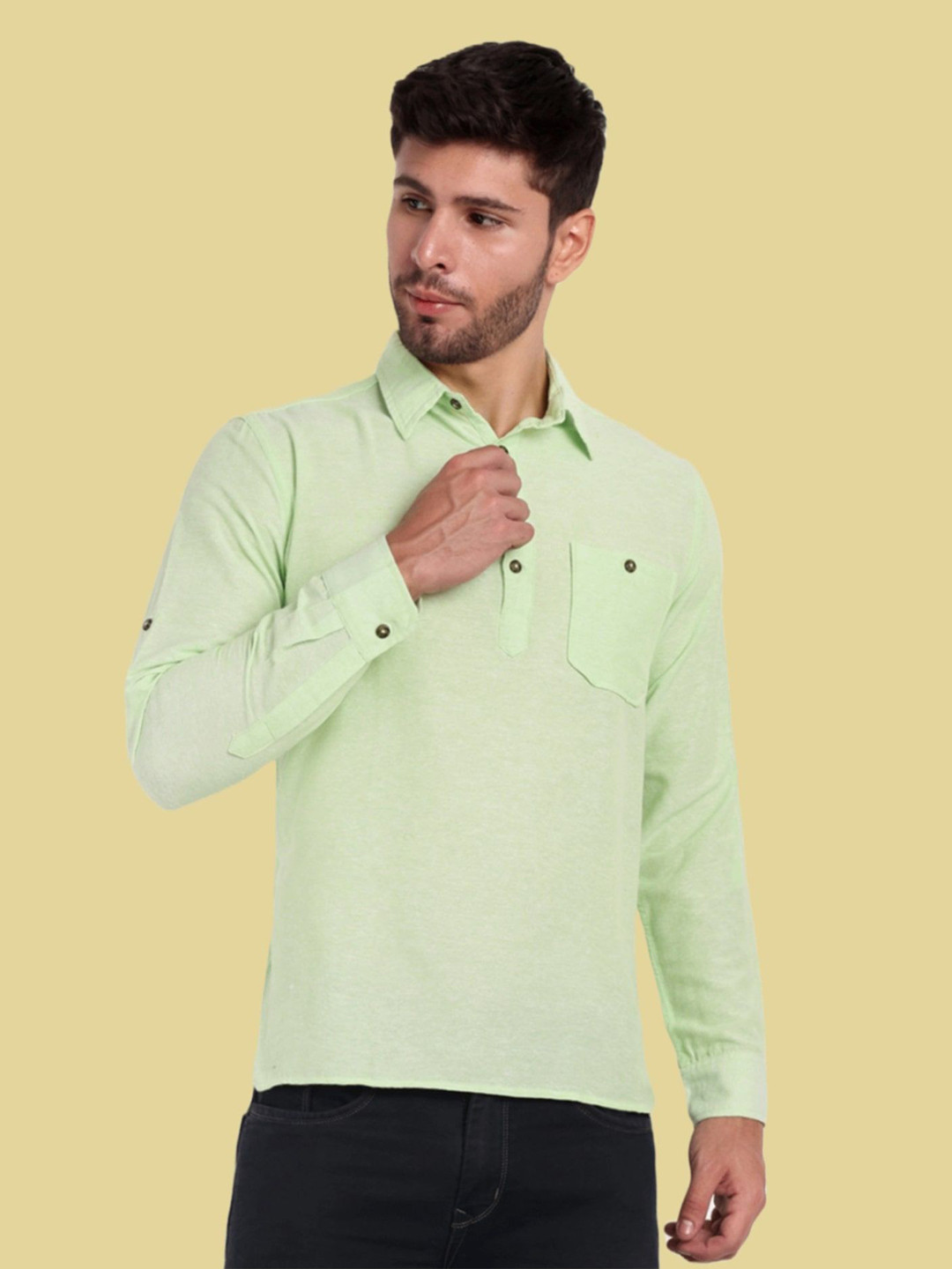 Classycollar By LifeRoads Men Solid Pathani Kurta