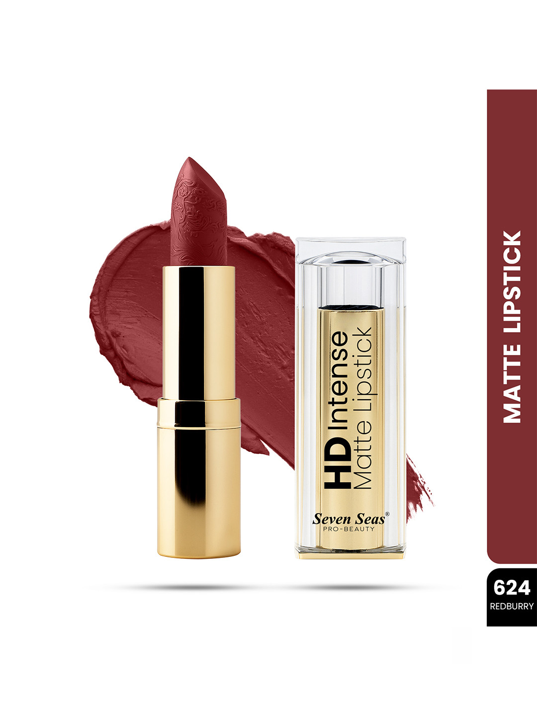 Seven Seas HD Intense Matte Long Lasting Lipstick 3.5 g - Red Burry 624