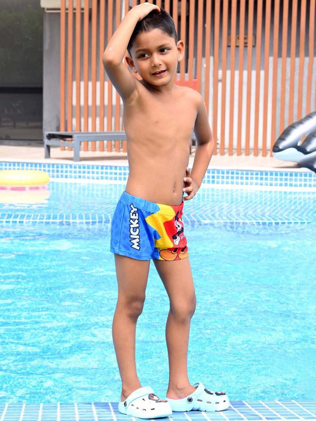 Yellow Bee Boys Disney Mickey Mouse Printed Swim Shorts