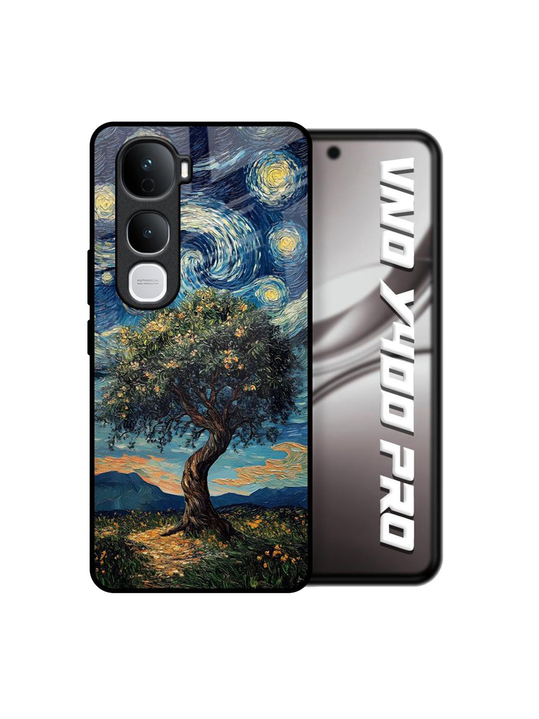 QRIOH Forest Breath Printed Vivo Y400 Pro 5G Glass Back Case Mobile Accessories