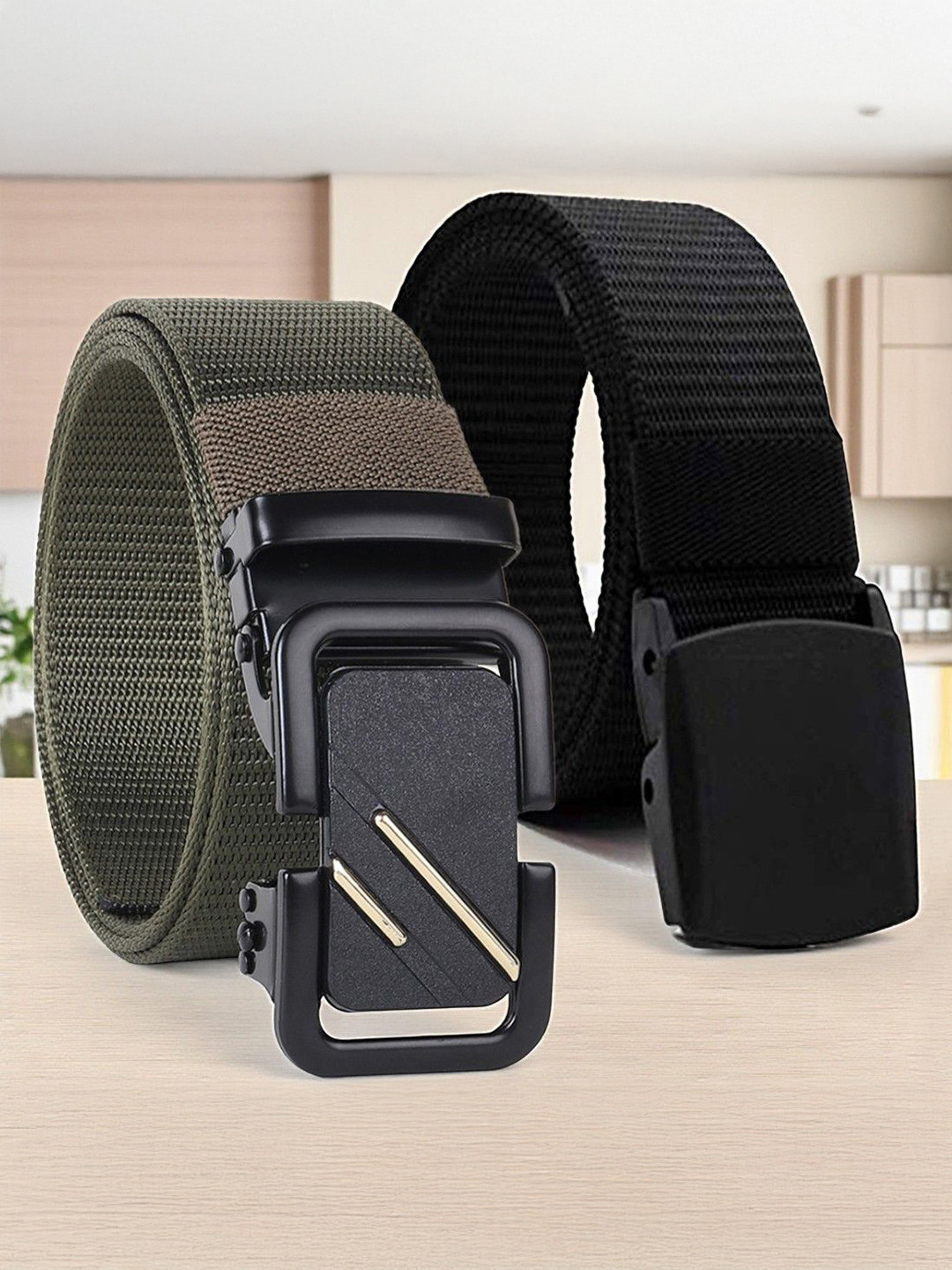 HENEDA Men Pack Of 2  Slider Buckle Belt
