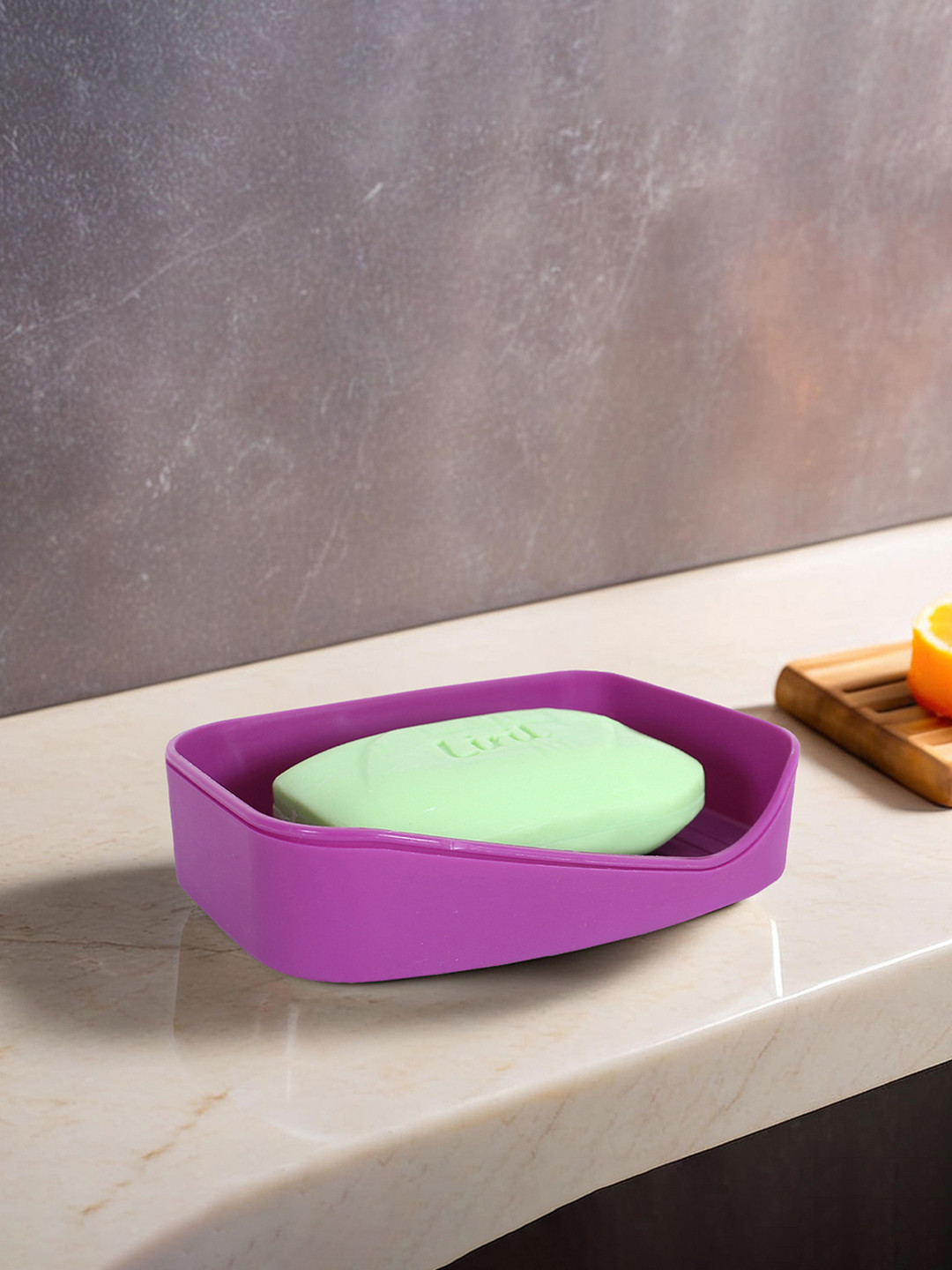 Kuber Industries Purple Self Draining Soap Dish