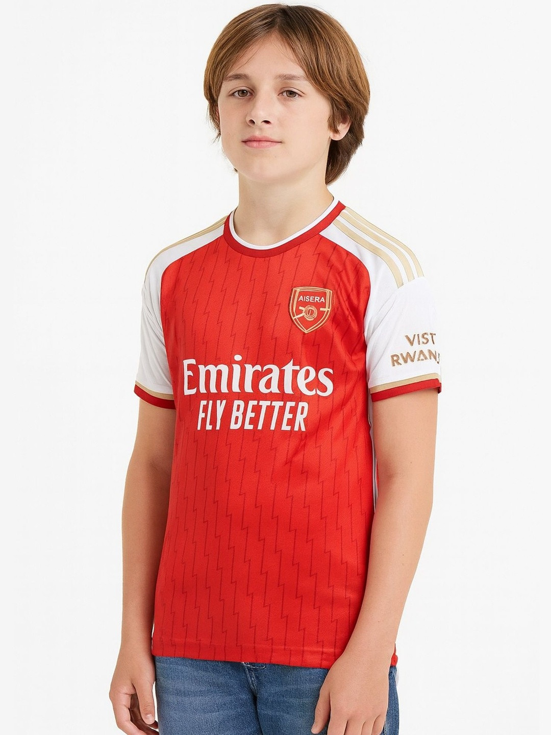 dostitch Kids Boys Red Arsenal Jersey Printed T-shirt
