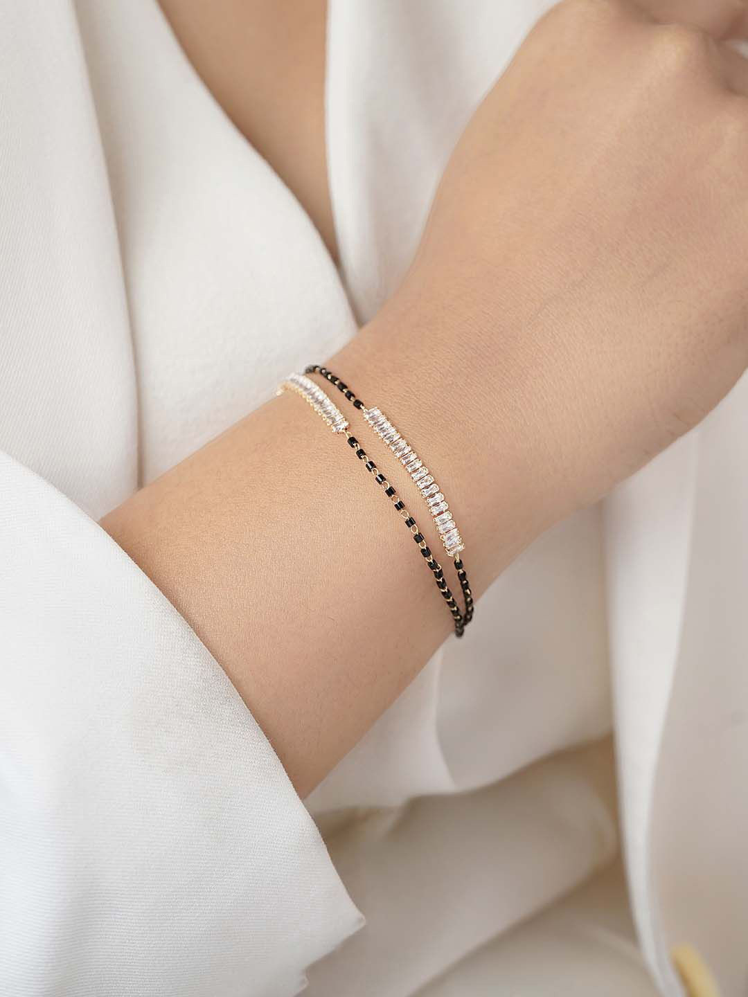 SWASHAA Baguette Diamond Mangalsutra Bracelet